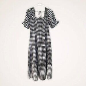 NWOT black and white gingham tiered dress